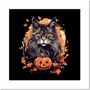 Maine Coon Cat Halloween, Cat Lover Posters and Art